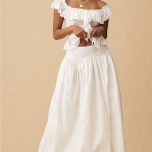 White Ruffled Tiered Maxi Skirt for Brides